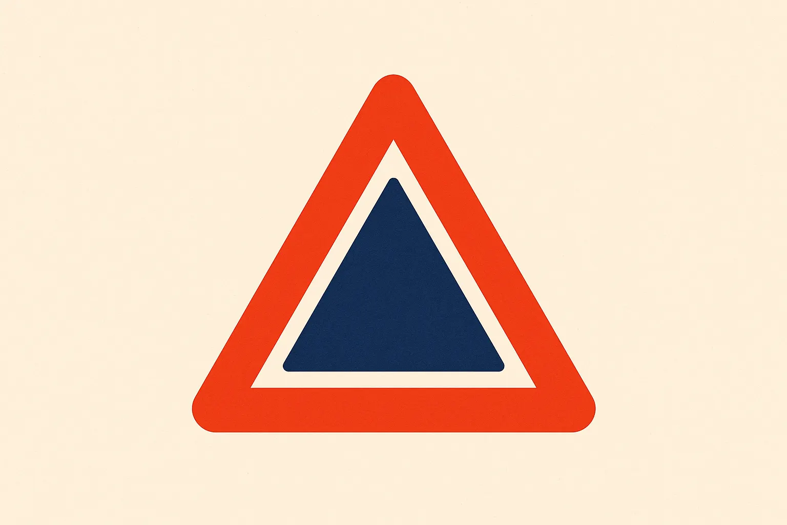 Triangle de signalisation belge rouge et blanc sur papier blanc