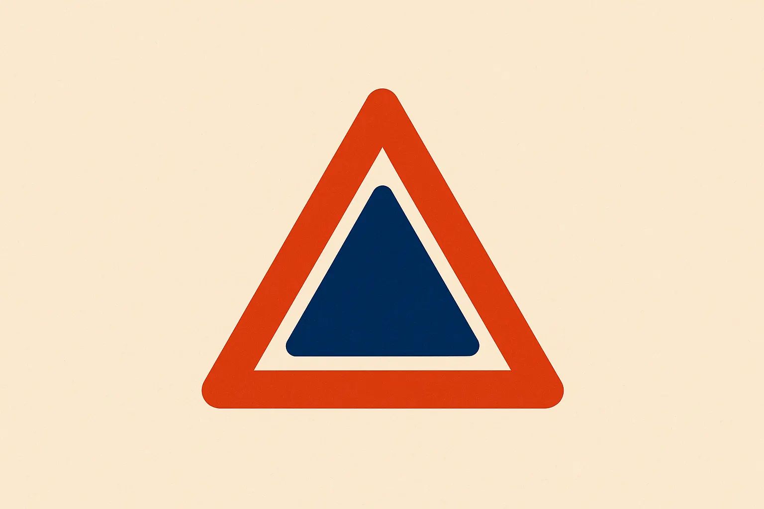 Un panneau de signalisation triangle belge sur fond blanc