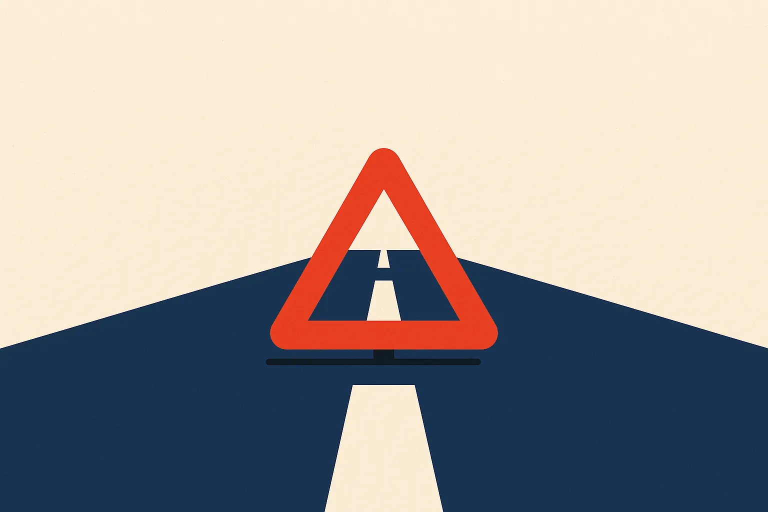 Un panneau de signalisation belge seul sur une route vide