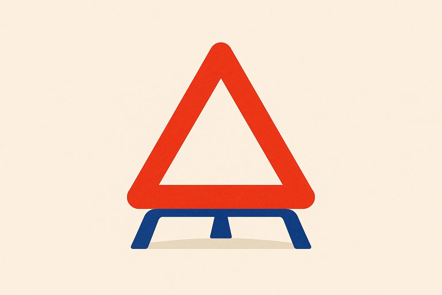 Un panneau de signalisation triangulaire belge seul sur fond vide