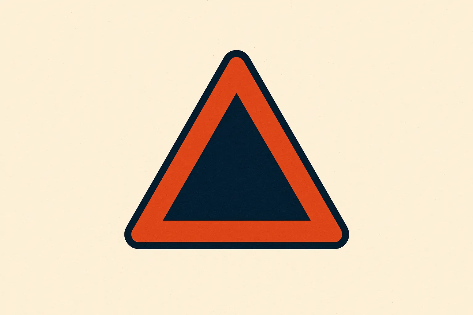Un panneau de triangle de signalisation belge seul sur du papier vide