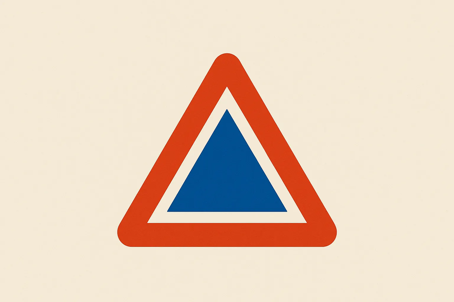 Triangle de signalisation belge sur fond vide, symbole d'avertissement