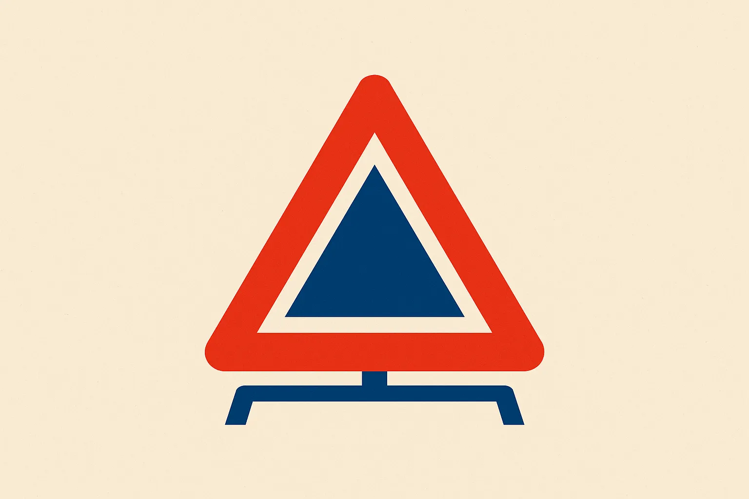Un seul panneau de triangle de signalisation belge sur papier vide