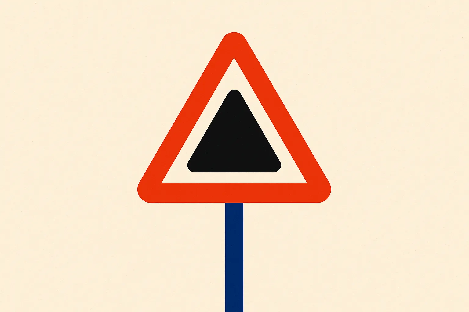 Un panneau de signalisation belge avec triangle de danger sur fond uni