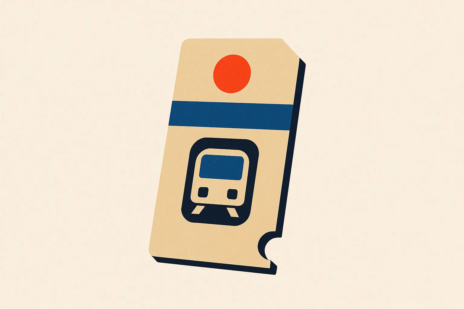 Un ticket de tram belge sur fond uni