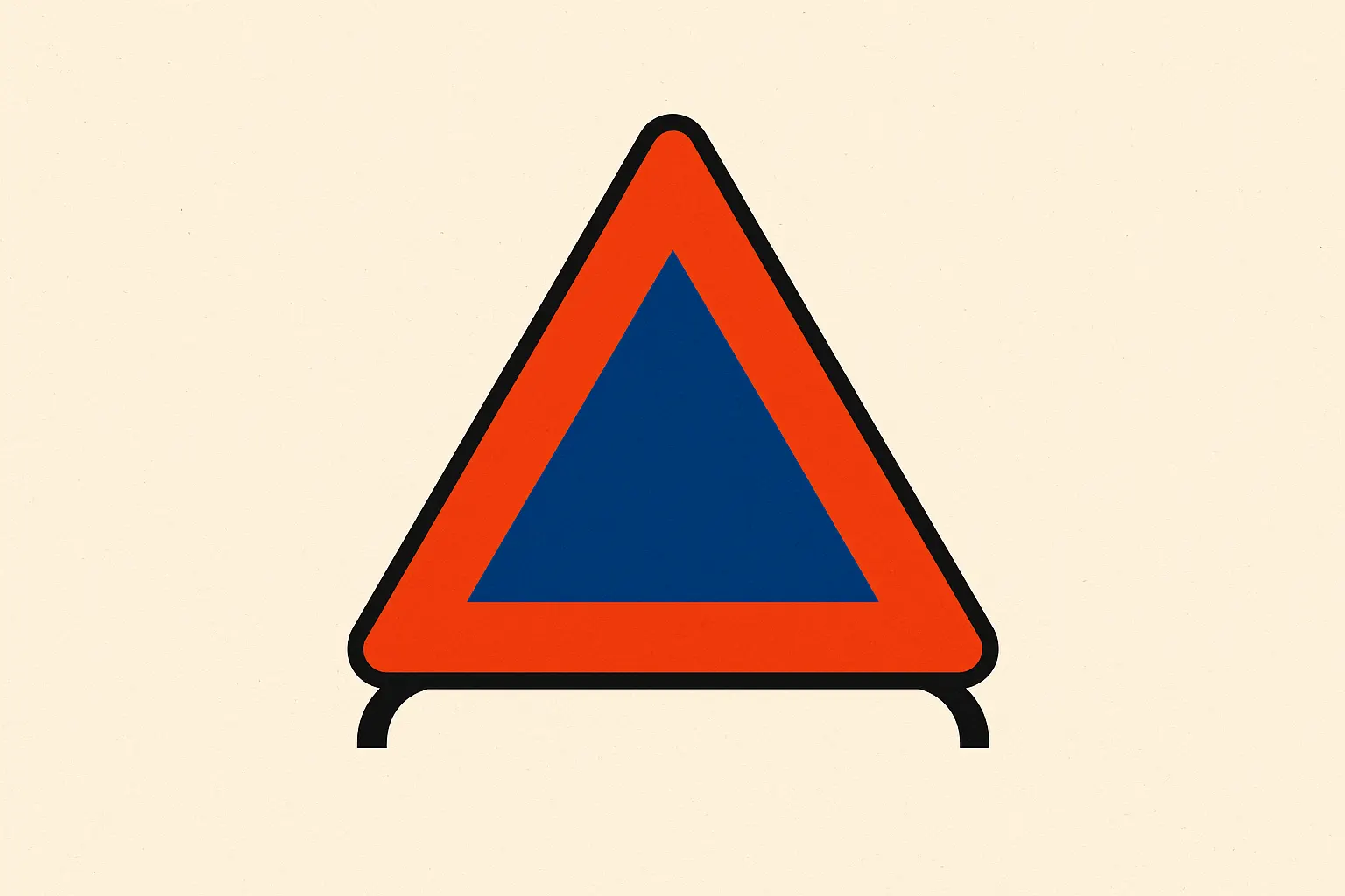 Un seul panneau triangulaire de danger belge sur une feuille blanche