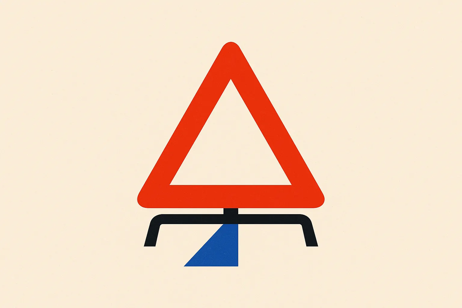 Un panneau de signalisation triangulaire belge seul sur une feuille vide