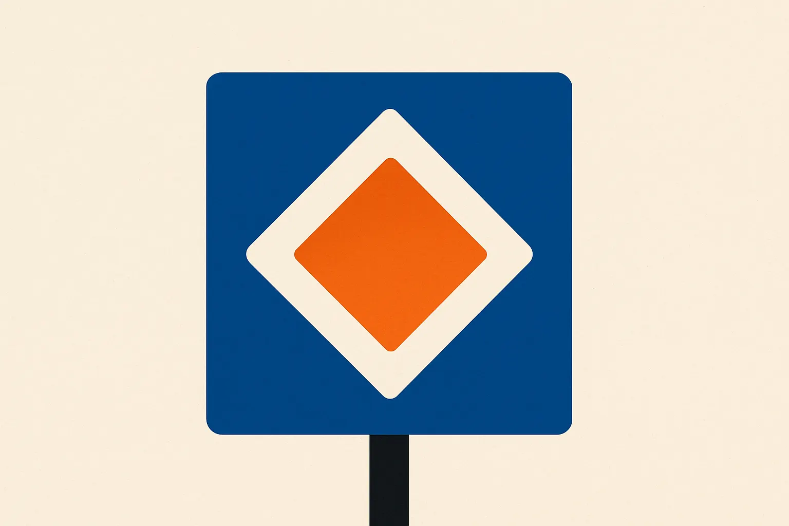 Signal routier belge de priorité seul sur fond uni
