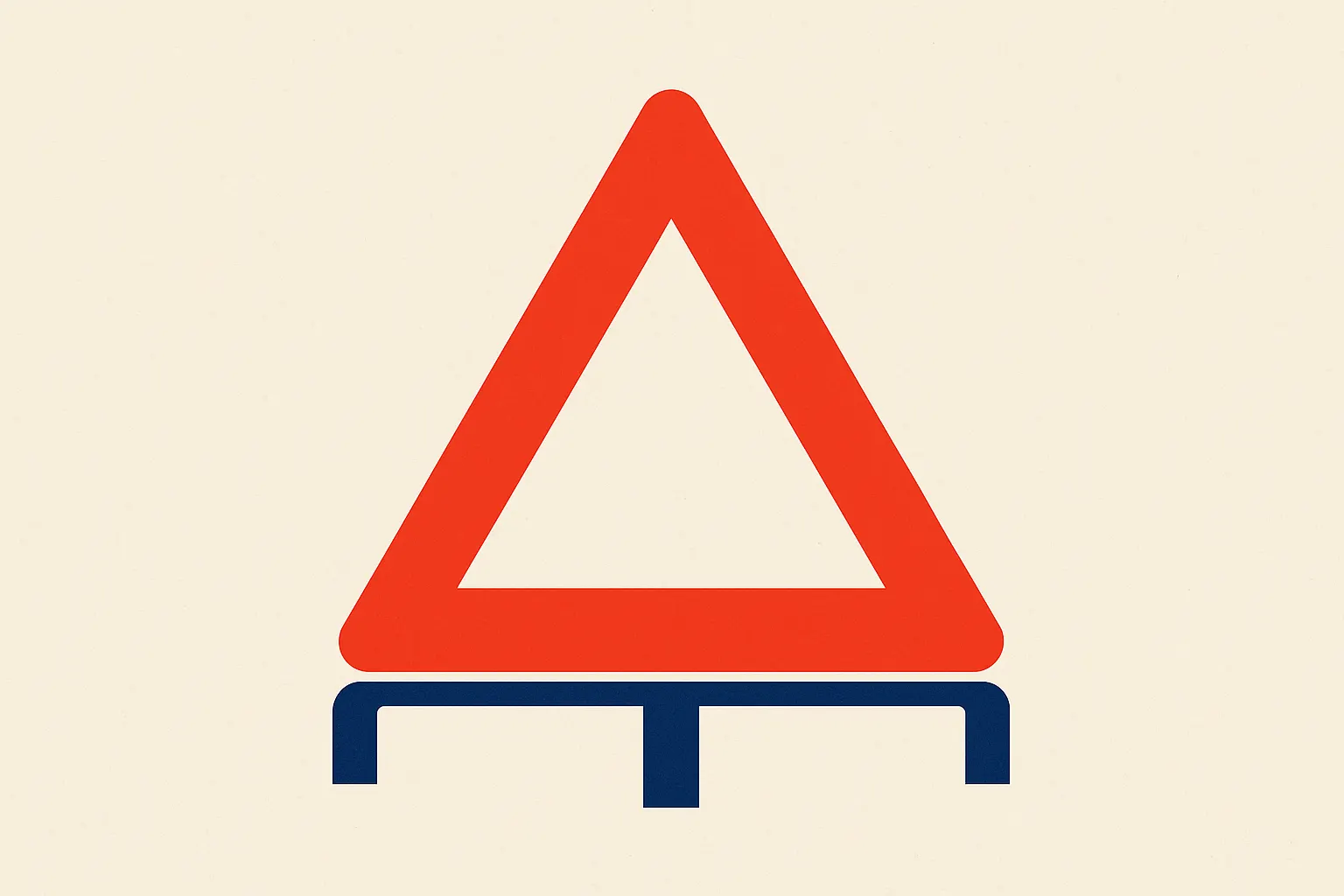 Un triangle de signalisation belge seul sur une feuille blanche